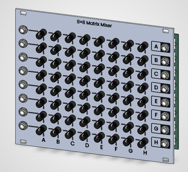 CatSynth 8x8 Matrix Mixer, isometrische CAD-Ansicht